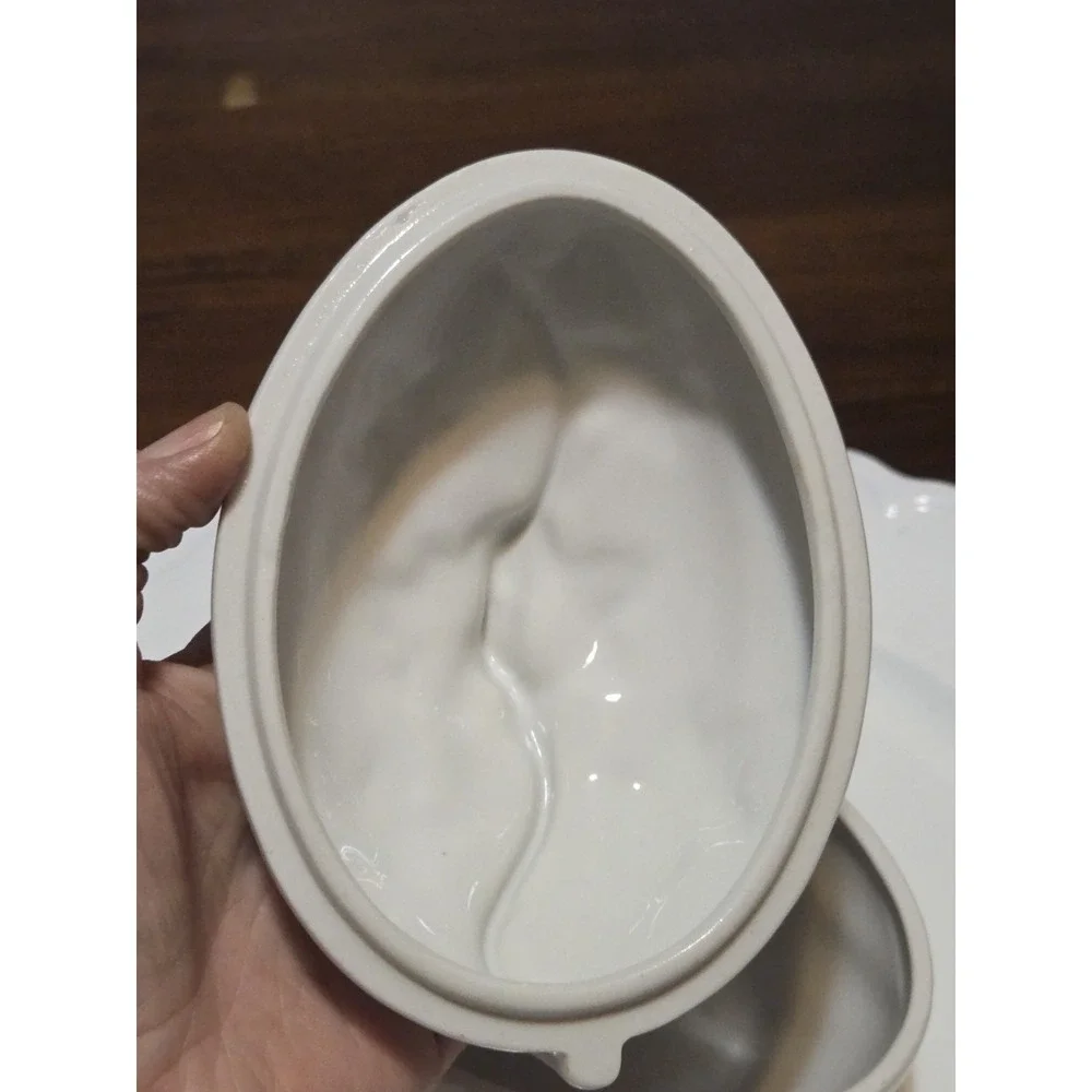 Vintage Charles Revson Inc Ciara Porcelain Egg Trinket Dish Featuring butterflie